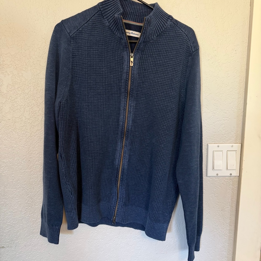 Tommy Bahama Men's Tidemark‎ Blue Denim Zip Sweater Size M